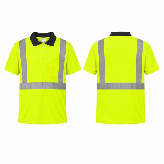 Yellow - Reflective Collared Polo Safety Shirt (2 Pack)