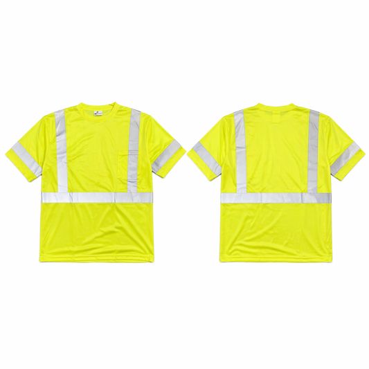 Yellow - High Visibility Reflective Short Sleeve Safety Shirt (2 Pack)