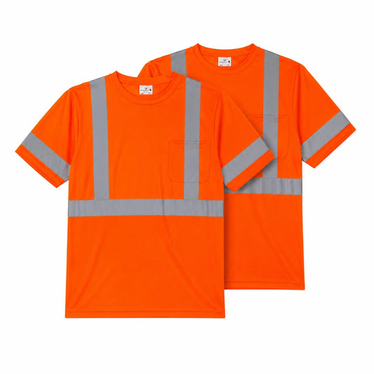 Orange - Reflective Short Sleeve Safety Shirt (2 Pack)
