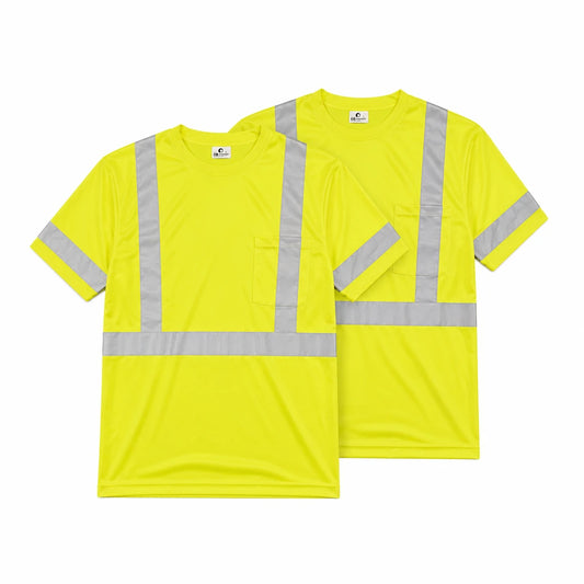 Yellow - Reflective Short Sleeve Safety Shirt (2 Pack)