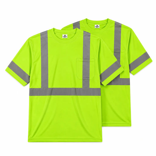 Green - Reflective Short Sleeve Safety Shirt (2 Pack)