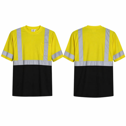 Yellow & Black - Reflective Short Sleeve Safety Shirt (2 Pack)
