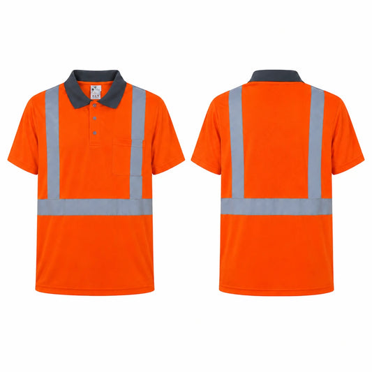 Orange - Reflective Collared Polo Safety Shirt (2 Pack)