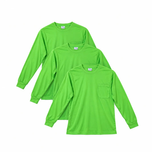 Green - Plain Long Sleeve Safety Shirt (3 Pack)