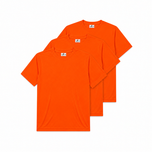 Orange - High Visibility Short Sleeve Safety Shirt (3 Pack)