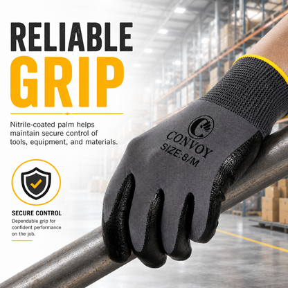 Nitrile Coated Abrasion Resistant Work Gloves (Pack of 3)