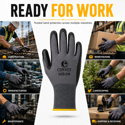 Nitrile Coated Abrasion Resistant Work Gloves (Pack of 3)