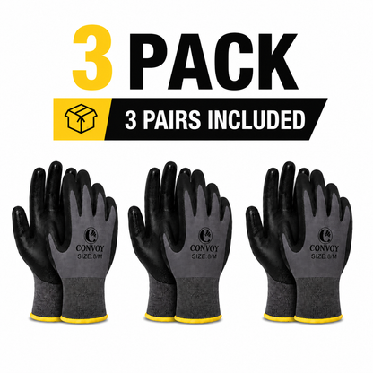 Nitrile Coated Abrasion Resistant Work Gloves (Pack of 3)