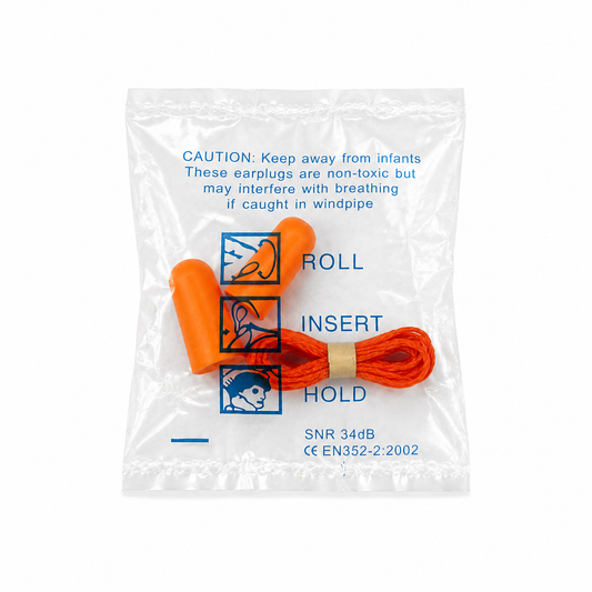 Orange - Corded Foam Earplugs (Pack of 20)