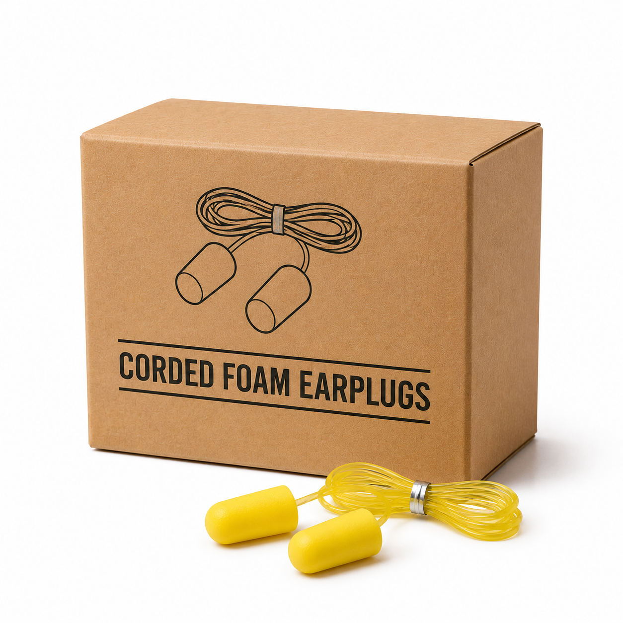 Yellow - Corded Foam Earplugs (Pack of 20)