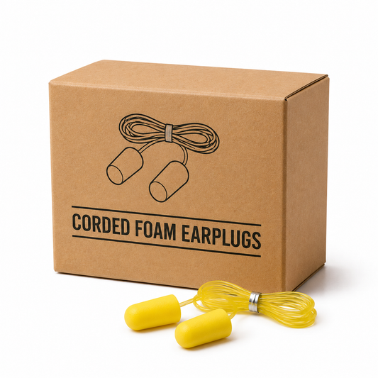 Corded Foam Earplugs – SNR 34dB Hearing Protection – Yellow