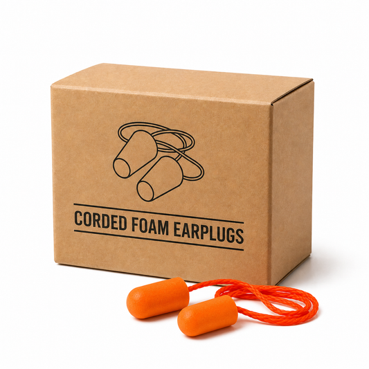 Corded Foam Earplugs – SNR 34dB Hearing Protection – Orange