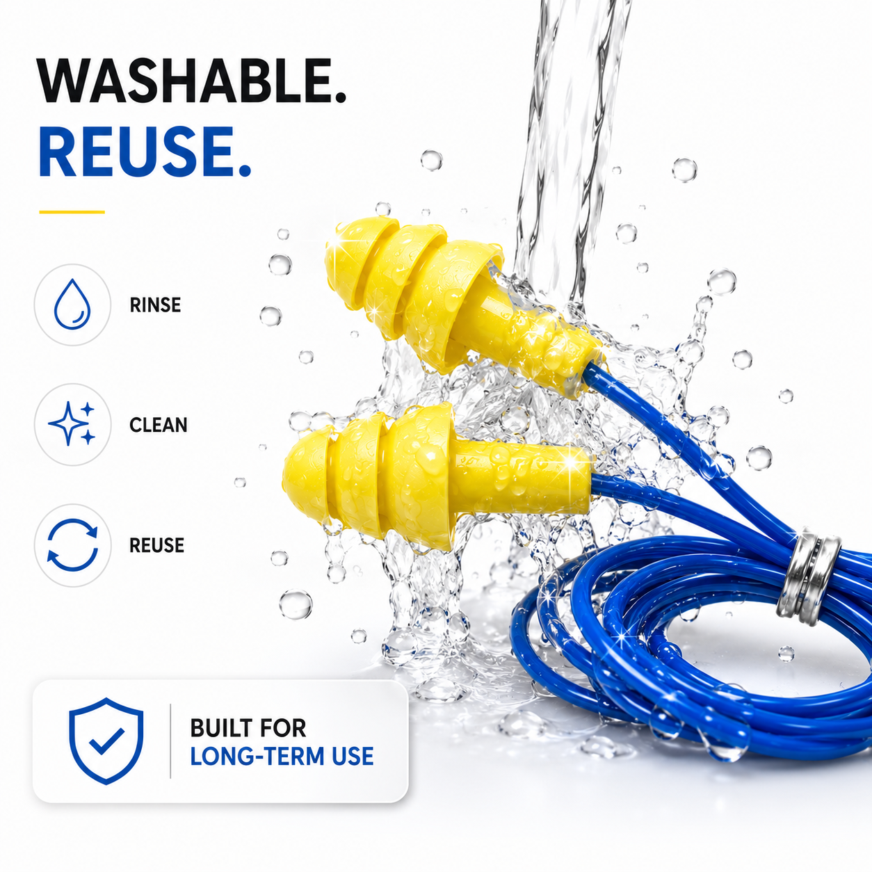 Reusable Corded Earplugs with Plastic Case