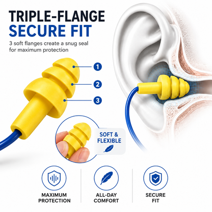 Reusable Corded Earplugs with Plastic Case