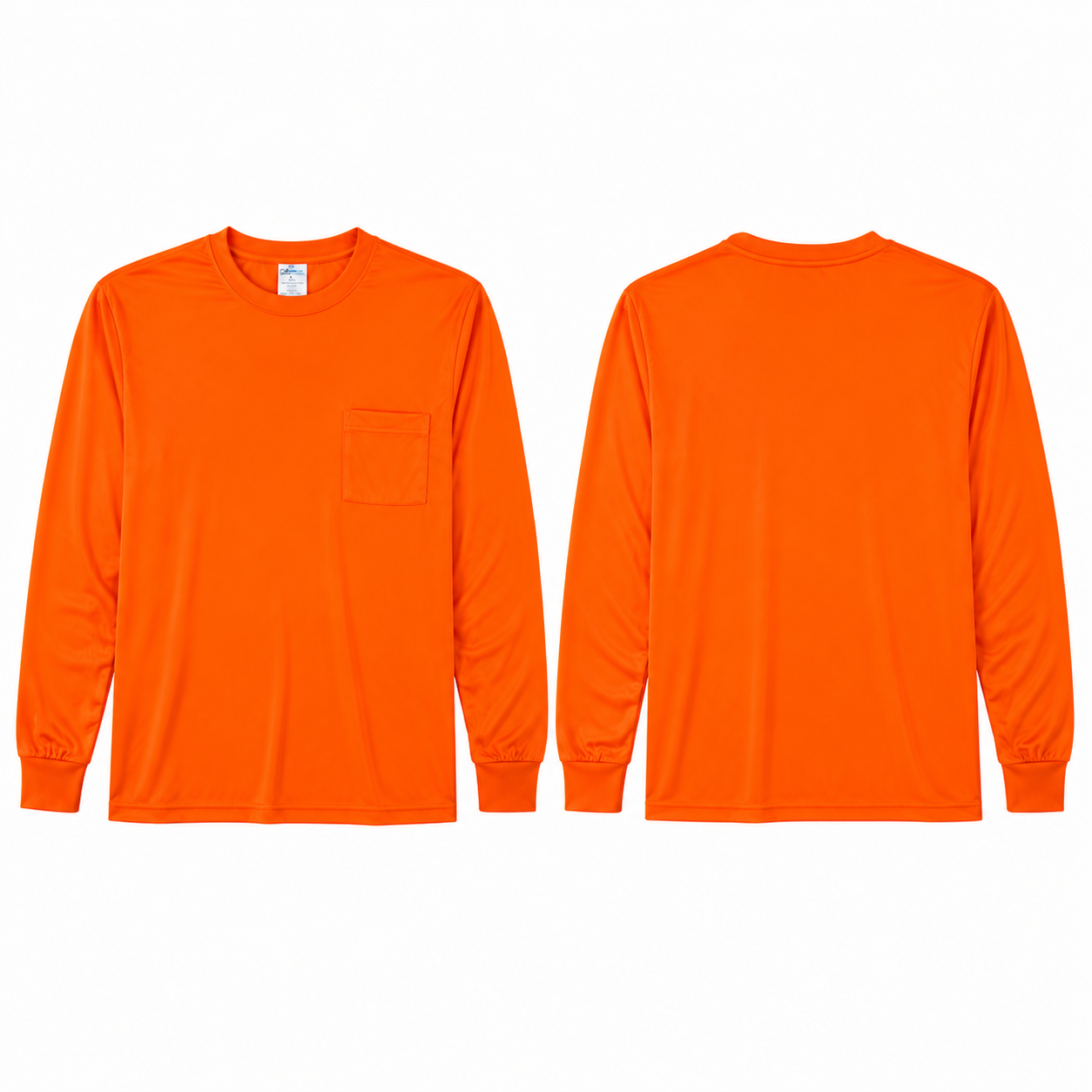 High Visibility Plain Long Sleeve Safety Shirt - Orange