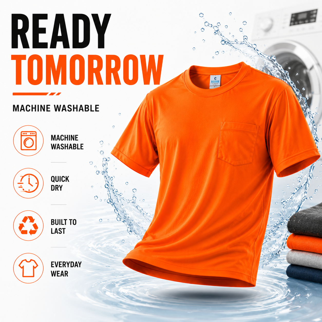 Orange - High Visibility Short Sleeve Safety Shirt (3 Pack)