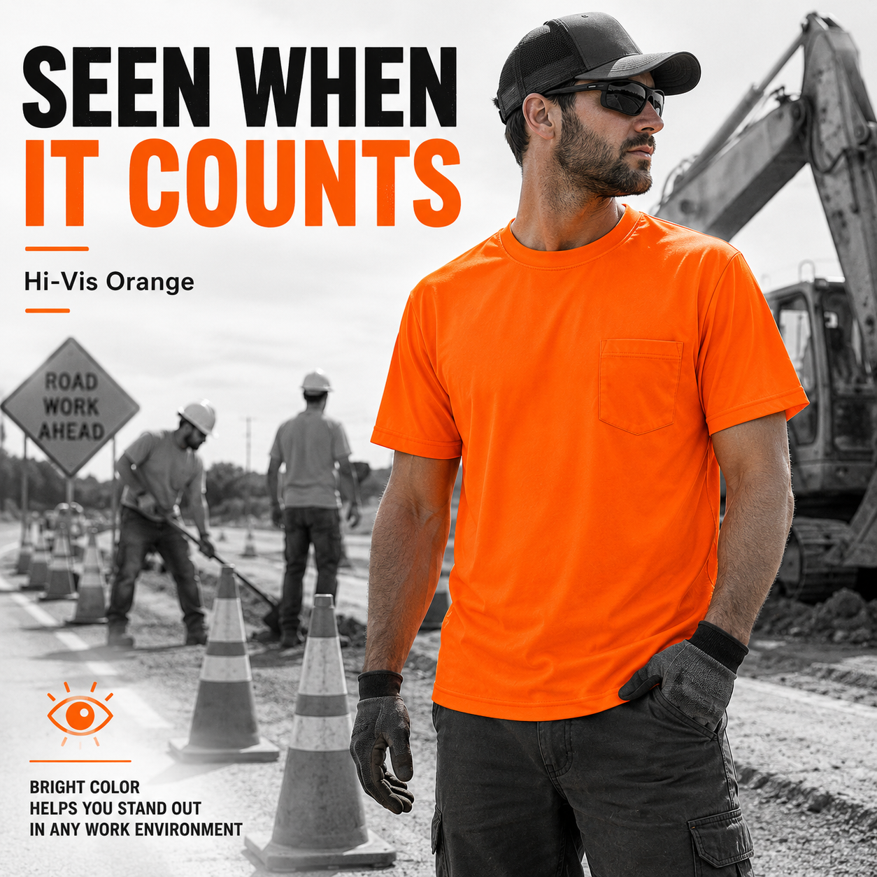 Orange - High Visibility Short Sleeve Safety Shirt (3 Pack)