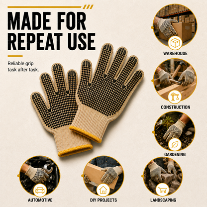 PVC Dotted Knit Work Gloves (Pack of 3)