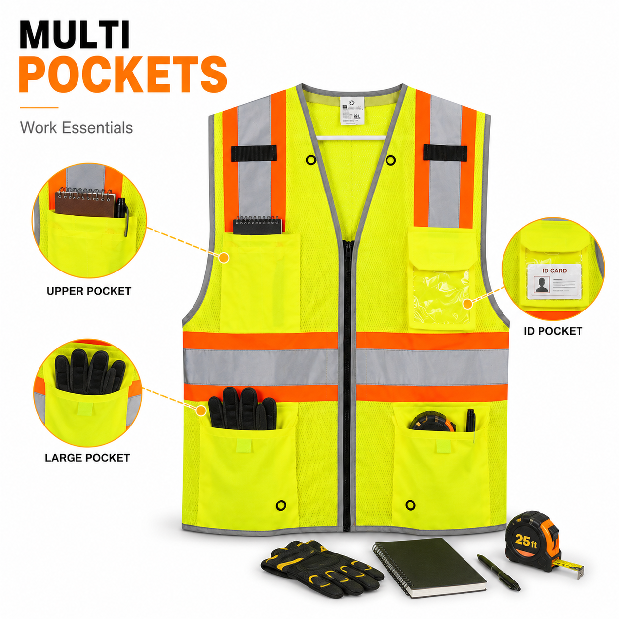 High Visibility Surveyor Reflective Mesh Safety Vest