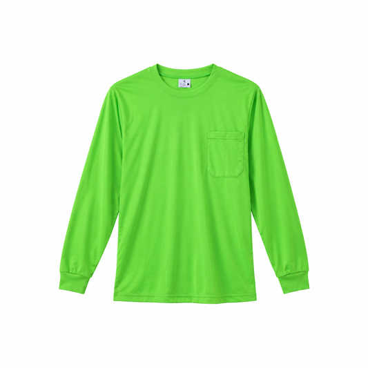 Green - Plain Long Sleeve Safety Shirt (3 Pack)
