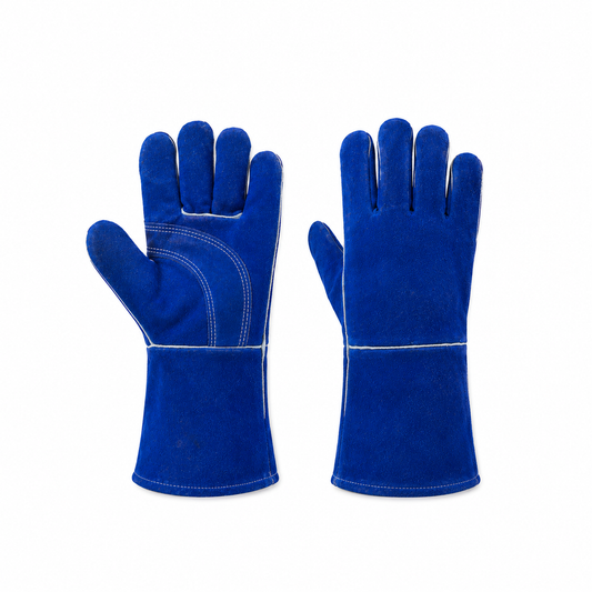 Blue Leather Welding Gloves