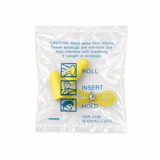 Yellow - Corded Foam Earplugs (Pack of 20)