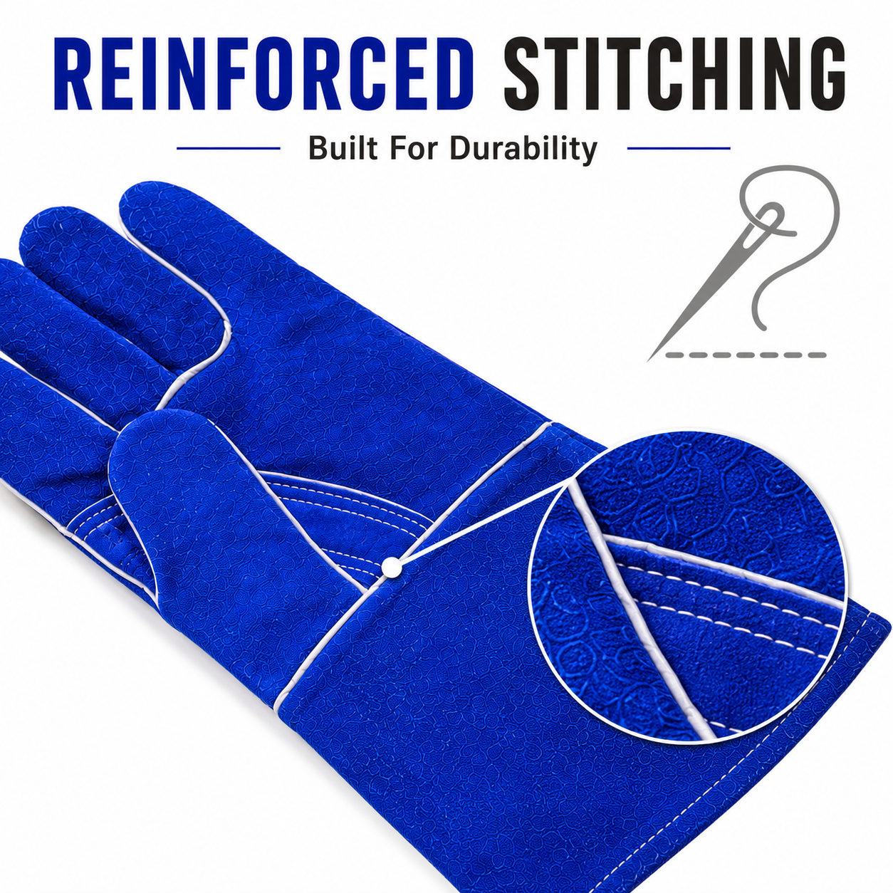 Blue Leather Welding Gloves for Welding, Metalwork & Industrial Use