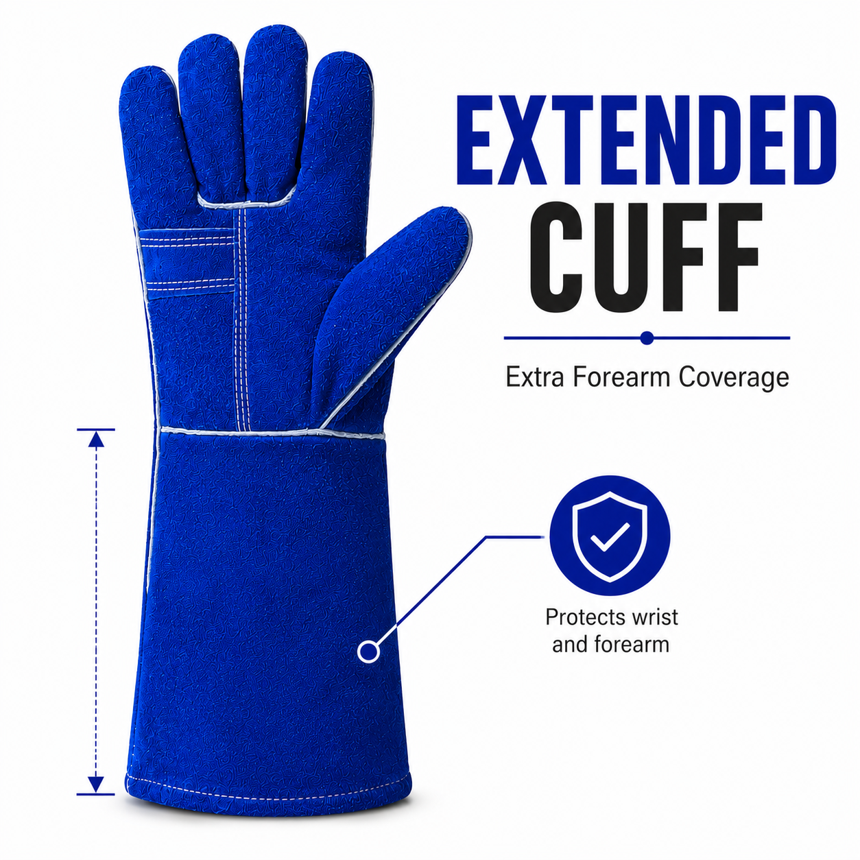 Blue Leather Welding Gloves for Welding, Metalwork & Industrial Use