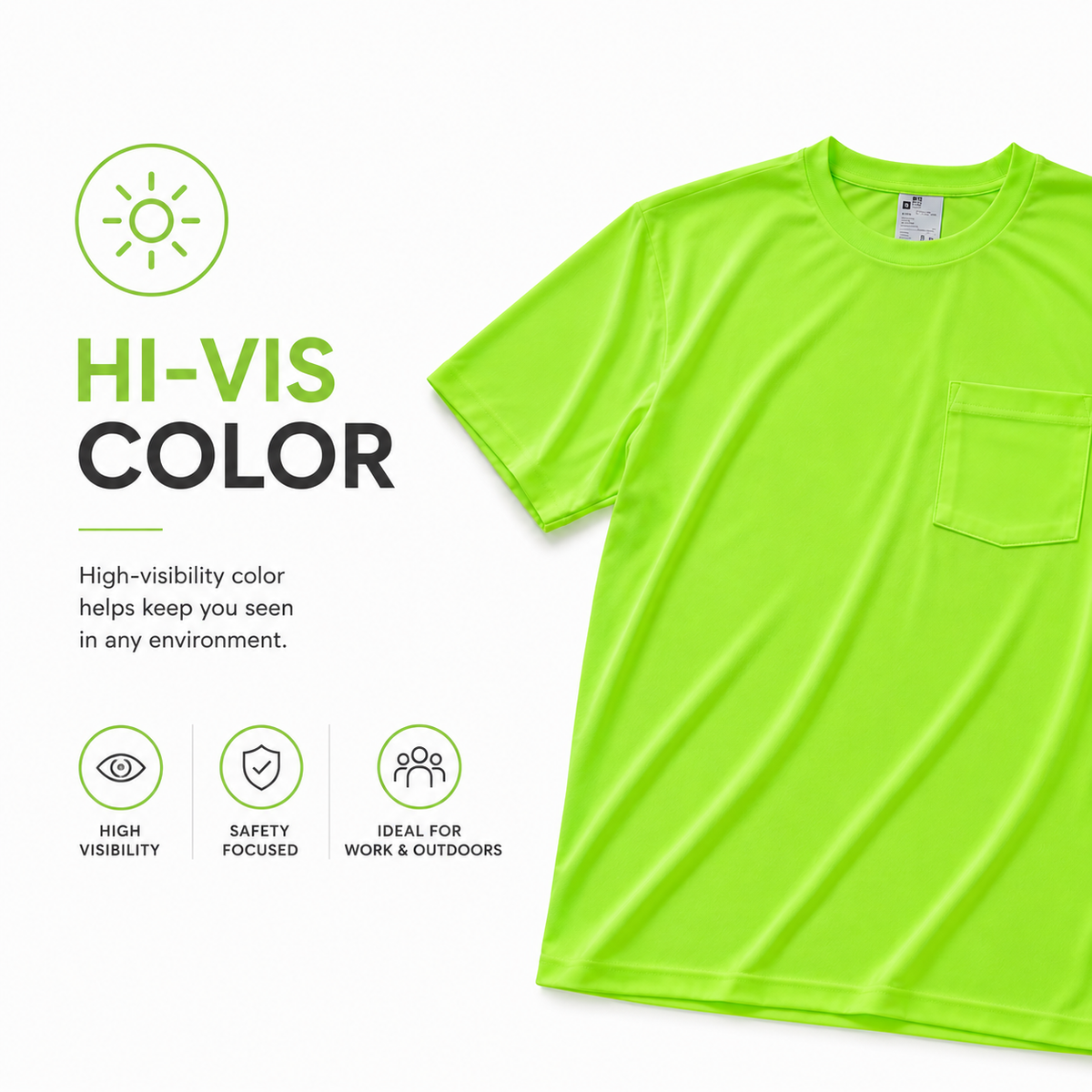 Green - High Visibility Short Sleeve Safety Shirt (3 Pack)