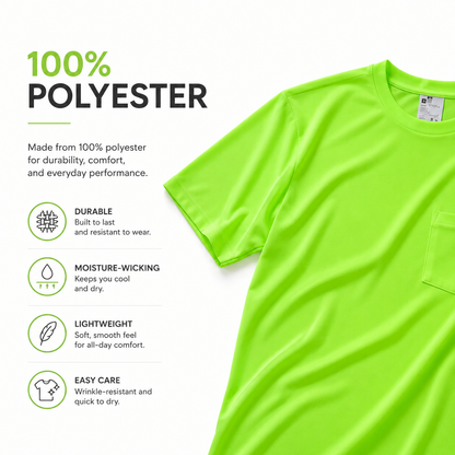 Green - High Visibility Short Sleeve Safety Shirt (3 Pack)