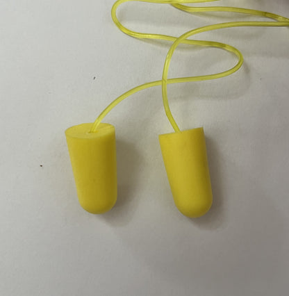 Yellow Corded Foam Bullet Earplugs (10pcs)