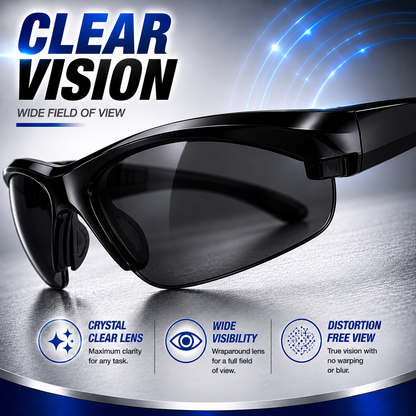Anti-Fog Protective Safety Glasses - Black