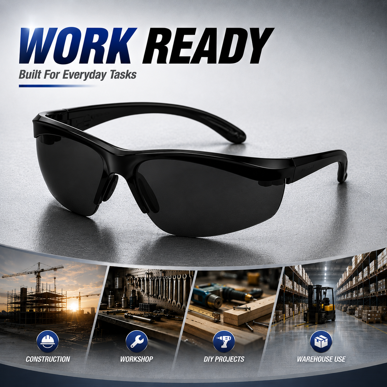 Anti-Fog Protective Safety Glasses - Black