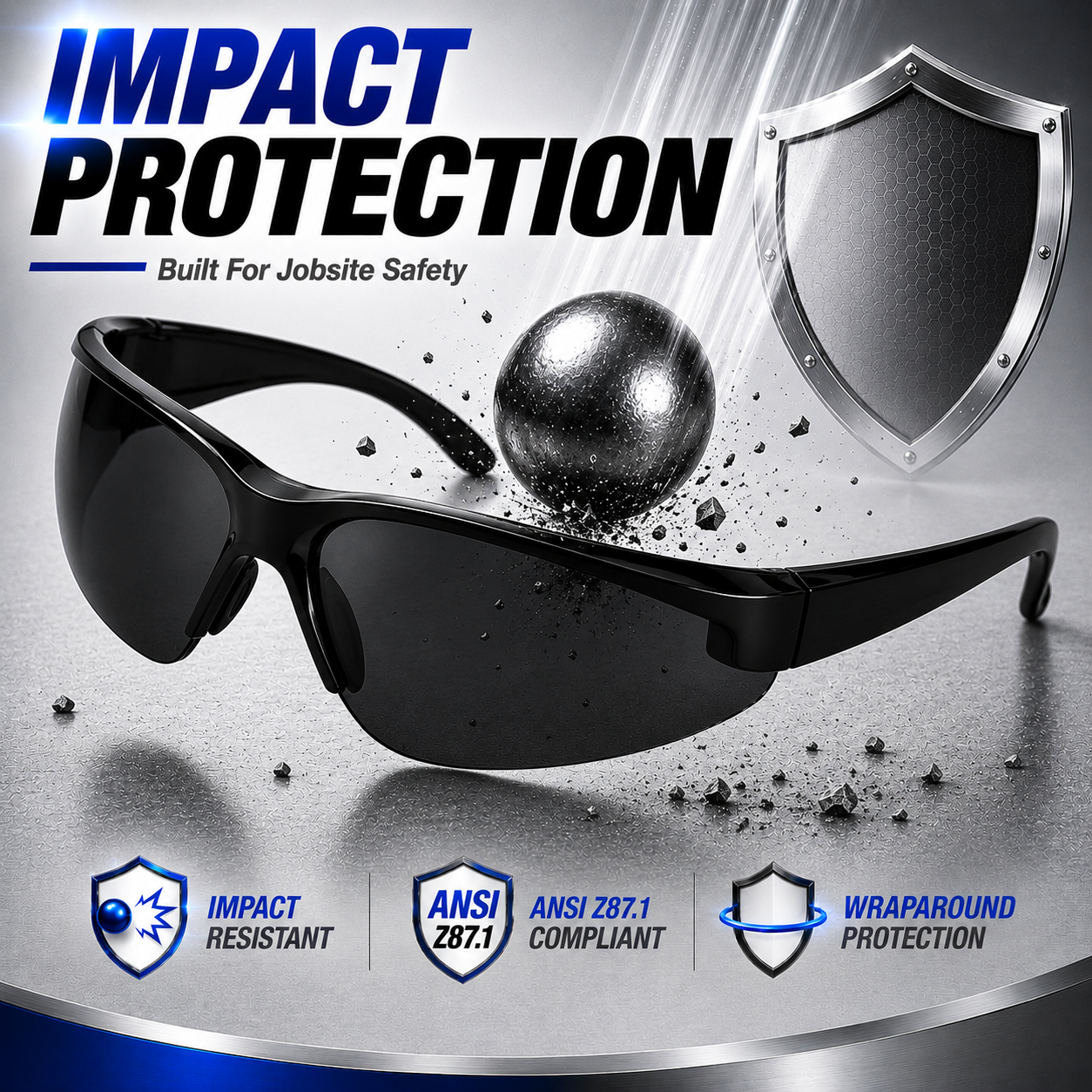 Anti-Fog Protective Safety Glasses - Black