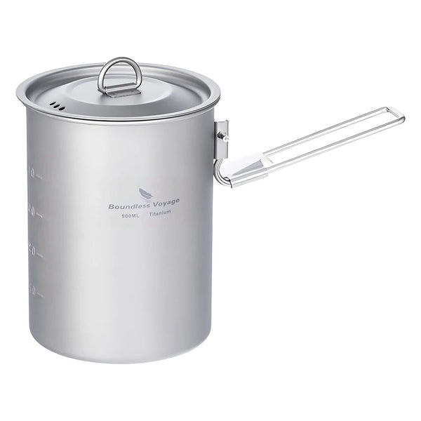 Titanium Camping Cook Pot with Folding Handle