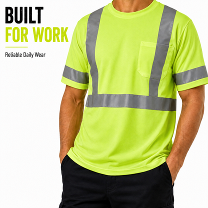 High Visibility Reflective Short Sleeve Safety Shirt - Green