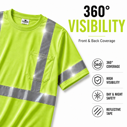 High Visibility Reflective Short Sleeve Safety Shirt - Green