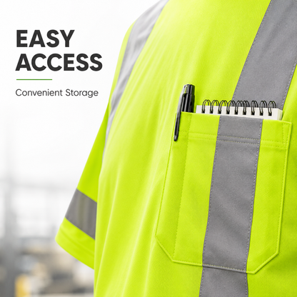 High Visibility Reflective Short Sleeve Safety Shirt - Green