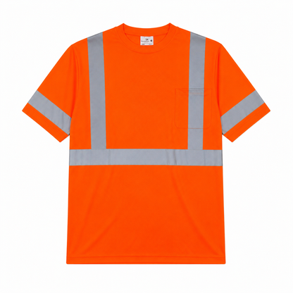 High Visibility Reflective Short Sleeve Safety Shirt - Orange