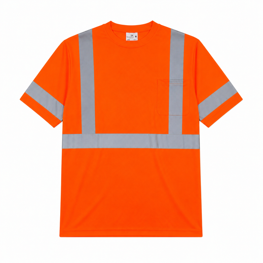 High Visibility Reflective Short Sleeve Safety Shirt - Orange