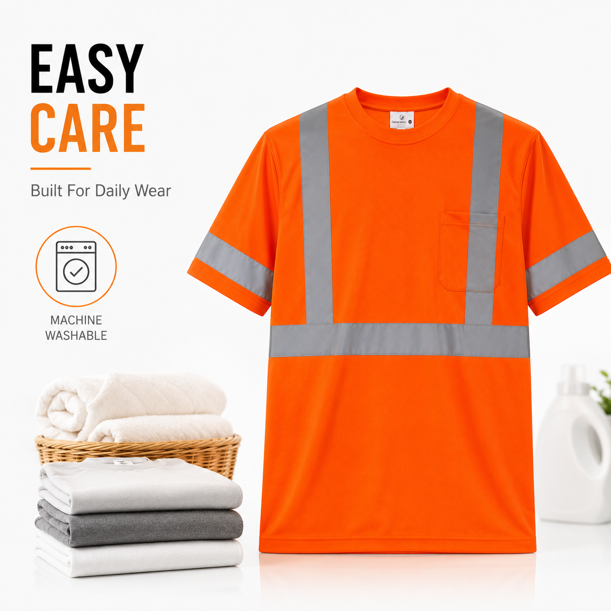High Visibility Reflective Short Sleeve Safety Shirt - Orange