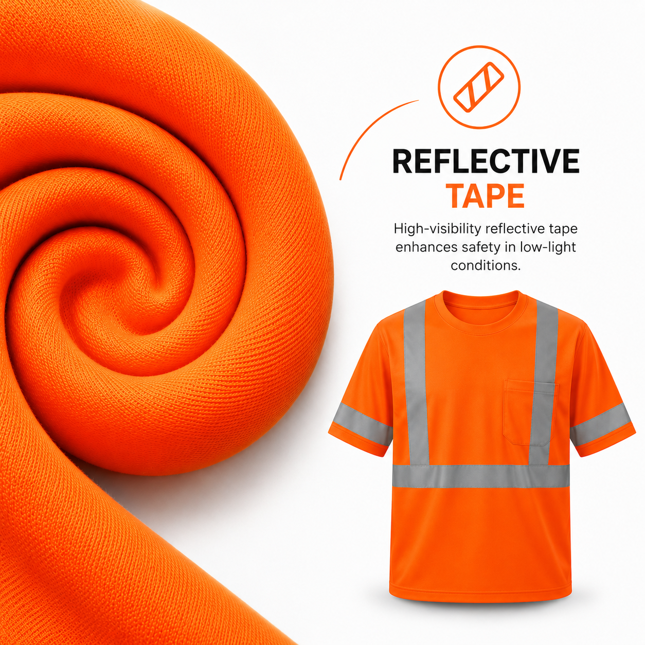 High Visibility Reflective Short Sleeve Safety Shirt - Orange