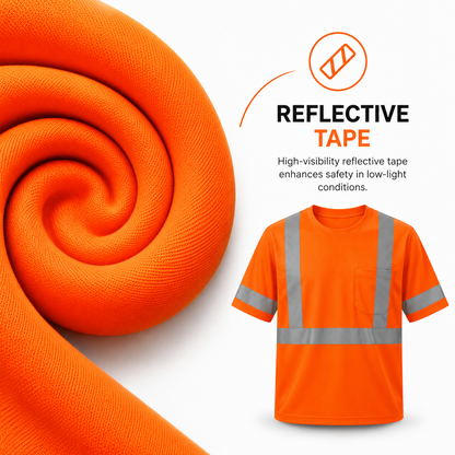 High Visibility Reflective Short Sleeve Safety Shirt - Orange