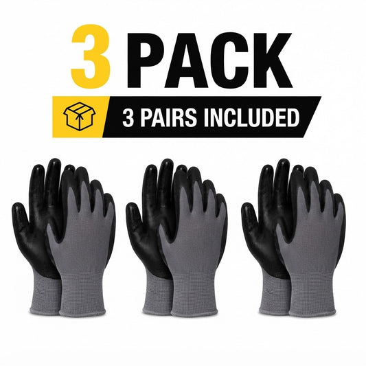 Nitrile Coated Abrasion Resistant Work Gloves (3 Pack)