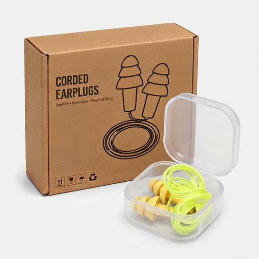 Reusable Corded Earplugs with Plastic Case (3 Pack)