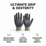 Dotted Nitrile Coated Safety Work Gloves (3 Pack)