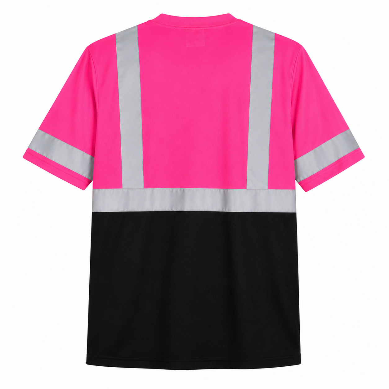 High Visibility Reflective Short Sleeve Safety Shirt - Pink & Black