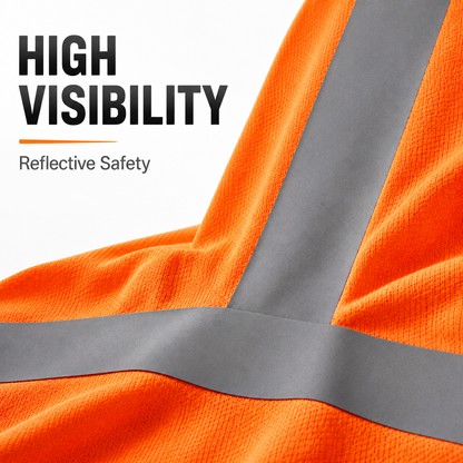 High Visibility Reflective Collared Polo Safety Shirt - Orange