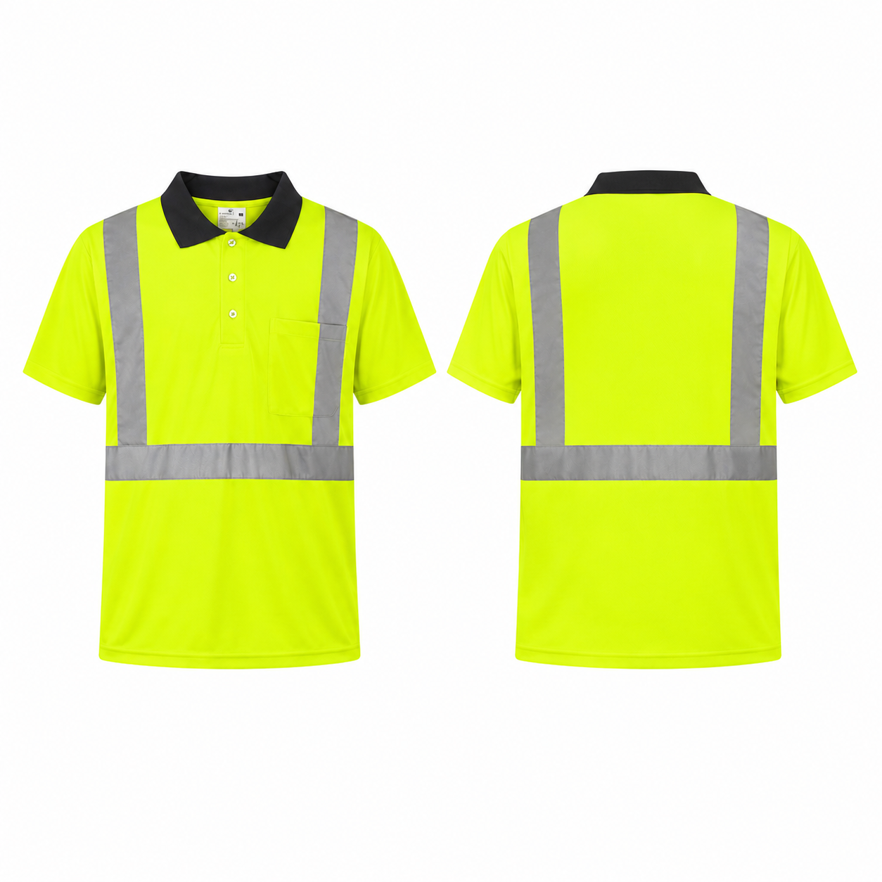 High Visibility Reflective Collared Polo Safety Shirt - Yellow