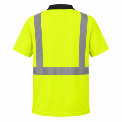 High Visibility Reflective Collared Polo Safety Shirt - Yellow
